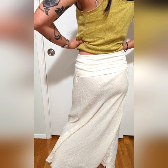 100% cotton/linen cream maxi skirt Bohemian Xs/S Sundance - Picture 2 of 4